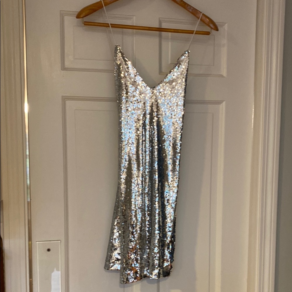 PrettyLittleThing Silver Sequin Mini Dress